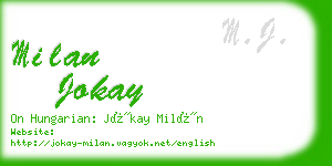 milan jokay business card